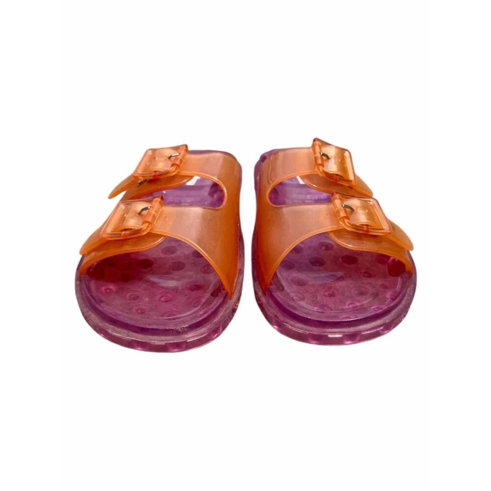Mini Melissa Jelly Slide Sandals Pink Orange Buckle Kids Size 1 Waterproof